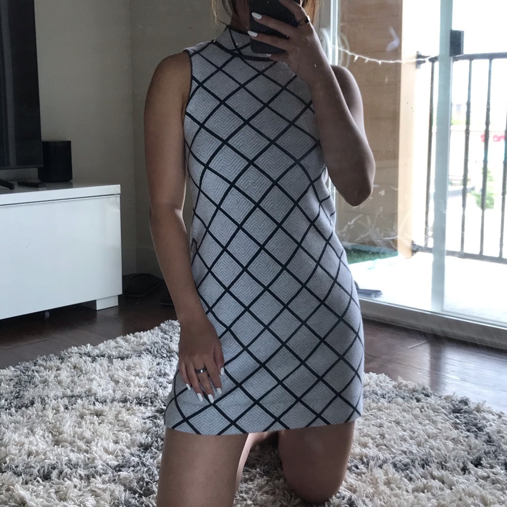 Grey Mock Neck Sweater Dress